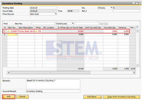 sap add inventory posting