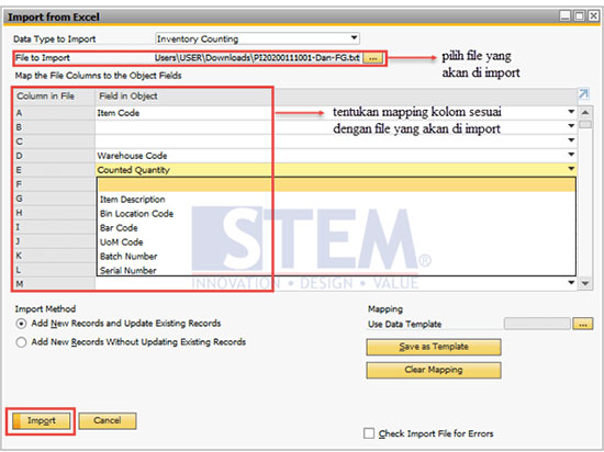 sap import from excel