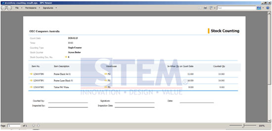 Inventory Printing