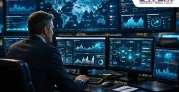 Seorang IT Manager sedang melakukan monitor akses user SAP Business One melalui dashboard audit trail untuk memastikan keamanan data perusahaan