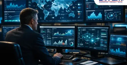 Seorang IT Manager sedang melakukan monitor akses user SAP Business One melalui dashboard audit trail untuk memastikan keamanan data perusahaan