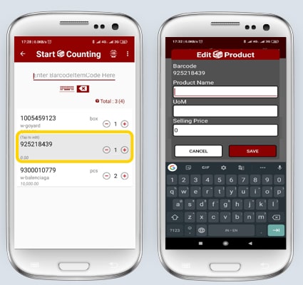 show “Edit Product” screen to allow you to input the item complete information show “Edit Product” screen to allow you to input the item complete information
